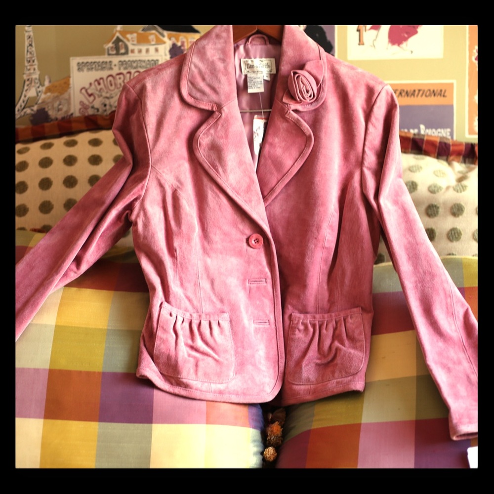 Washable pink suede jacket 100% suede